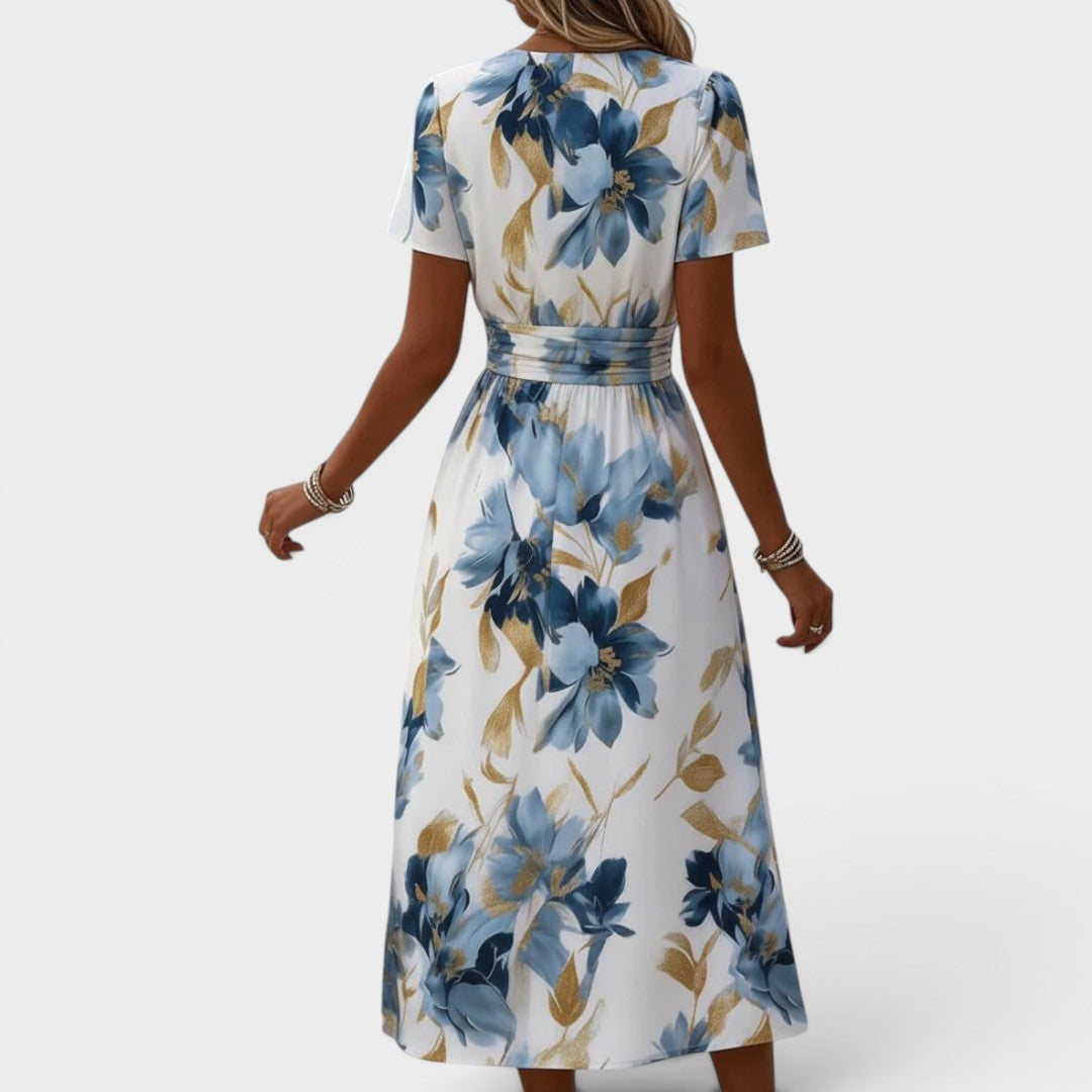 Elara | Vestido Midi Floral Cruzado