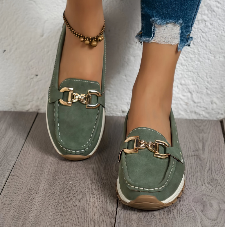 Eloise | Mocasines con Hebilla Verdes