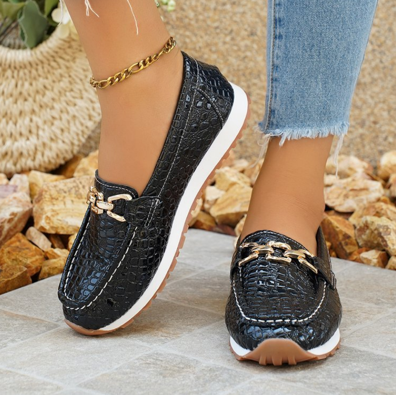 Emmy | Mocasines de Cocodrilo Negros