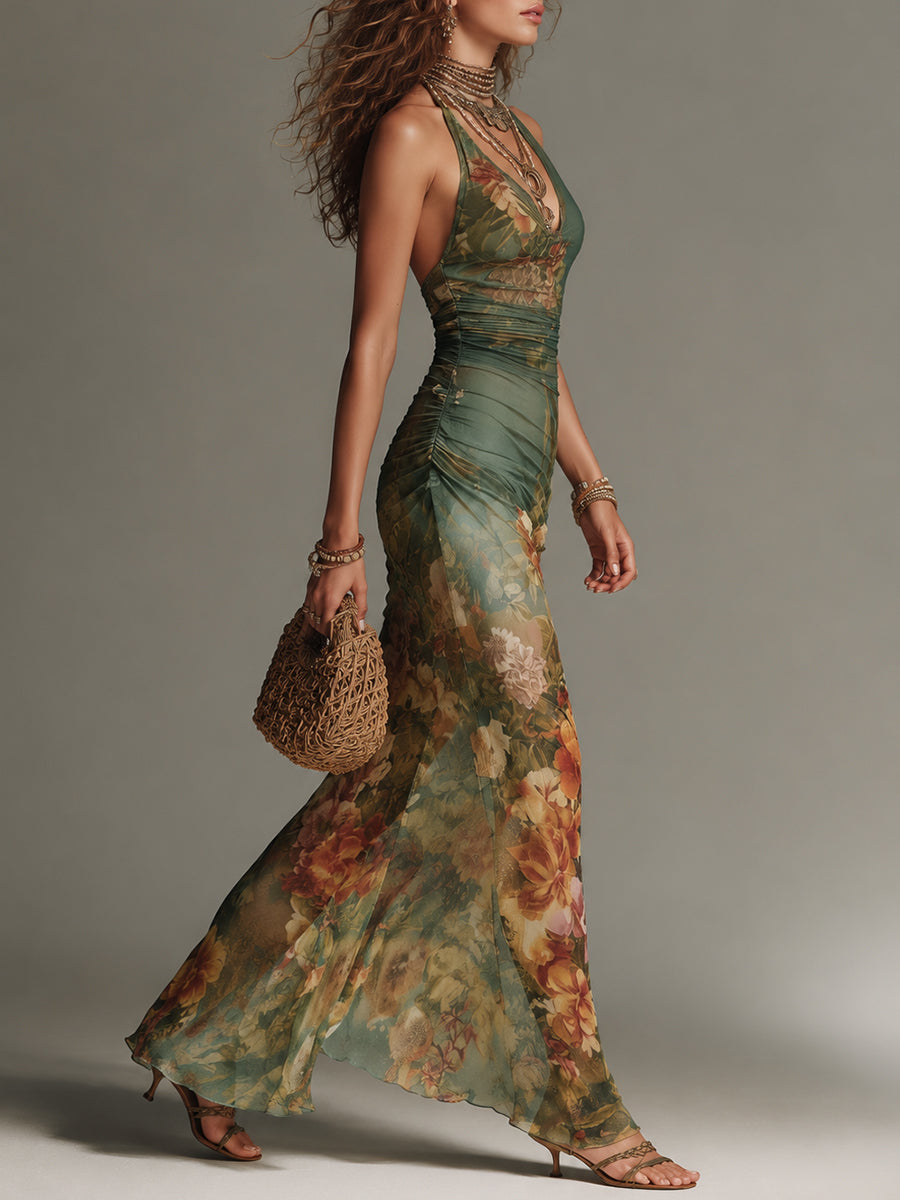 Shantoria | Vestido Largo Floral con Malla