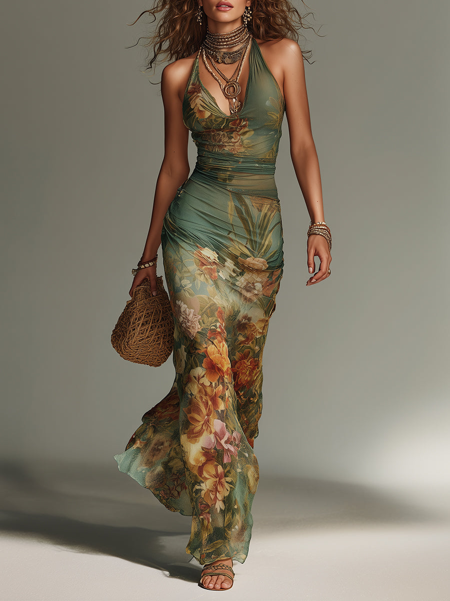Shantoria | Vestido Largo Floral con Malla