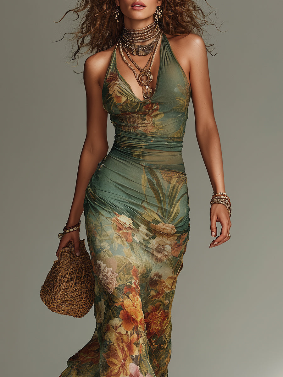 Shantoria | Vestido Largo Floral con Malla