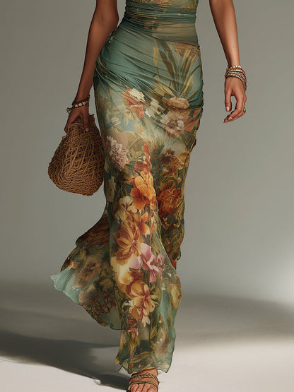 Shantoria | Vestido Largo Floral con Malla