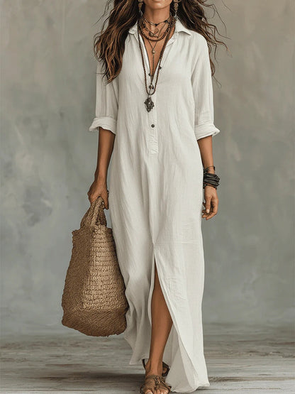Soline | Vestido Largo Holgado con Botones