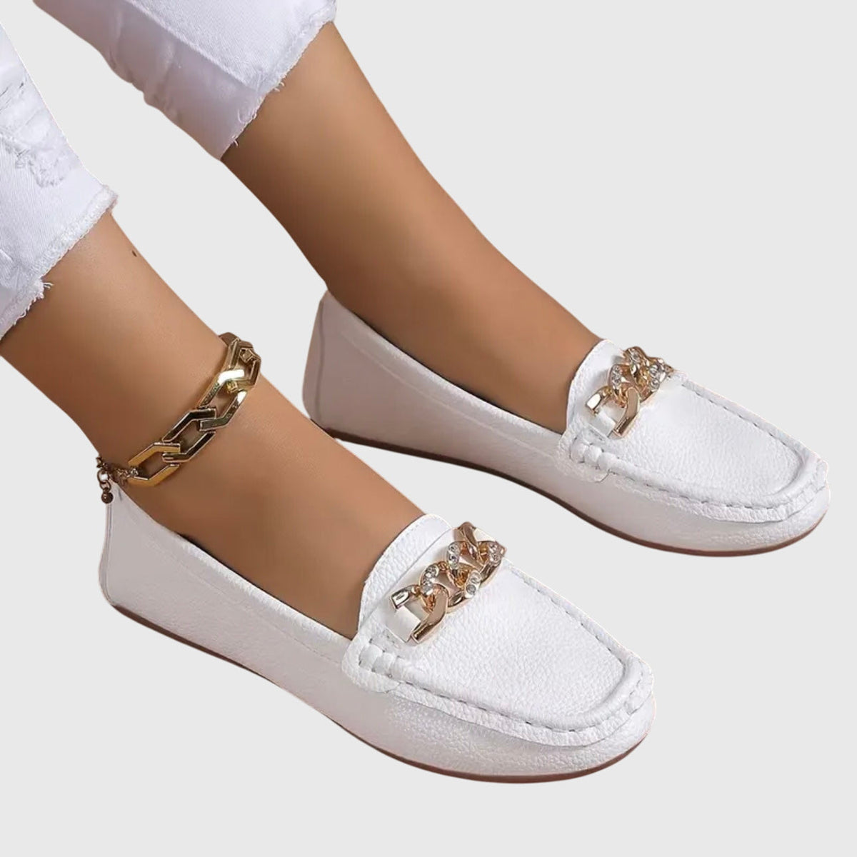 Eden | Mocasines Planos con Hebilla de Brillantes