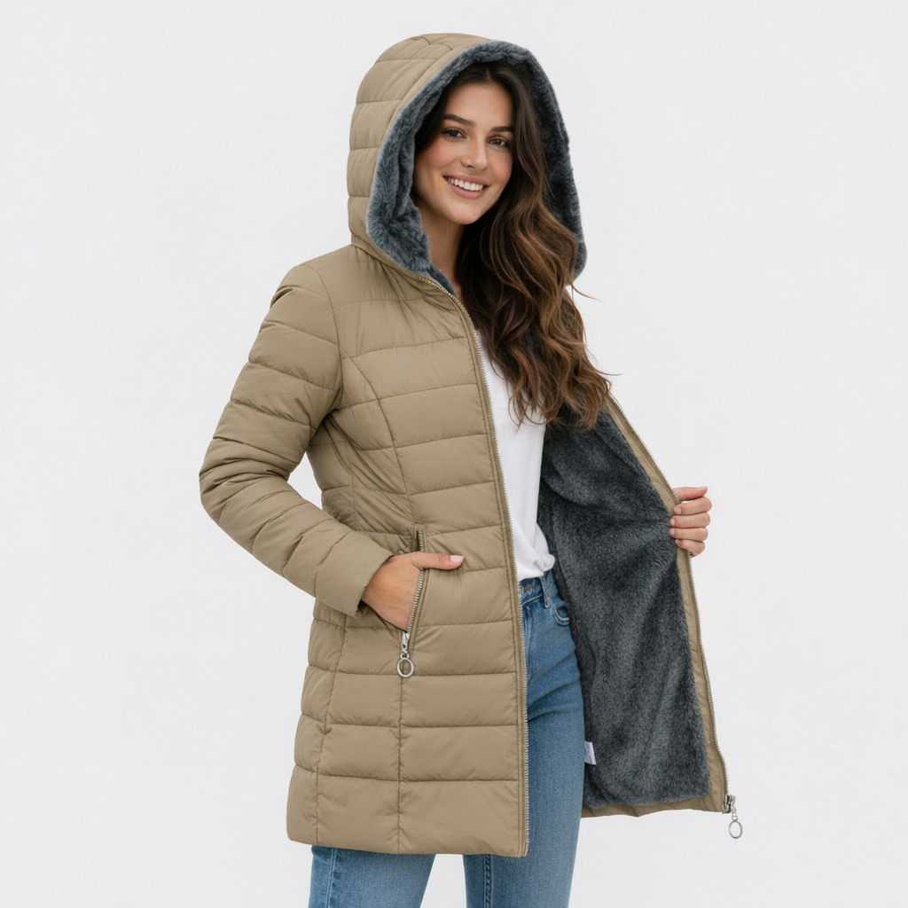 Beatrice | Cappotto Caldo con Fodera in Pelliccia Sintetica