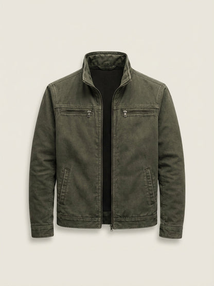 Carlos - Chaqueta Vintage de Algodón con Cremallera