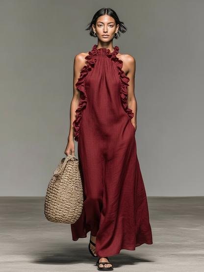 Gladys | Vestido Largo sin Mangas con Bolsillos