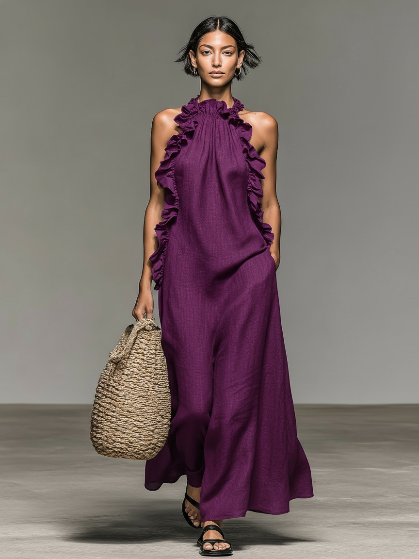 Gladys | Vestido Largo sin Mangas con Bolsillos
