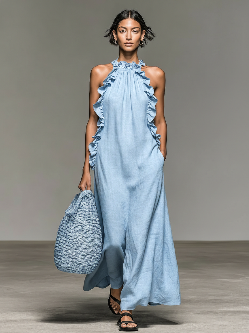 Gladys | Vestido Largo sin Mangas con Bolsillos