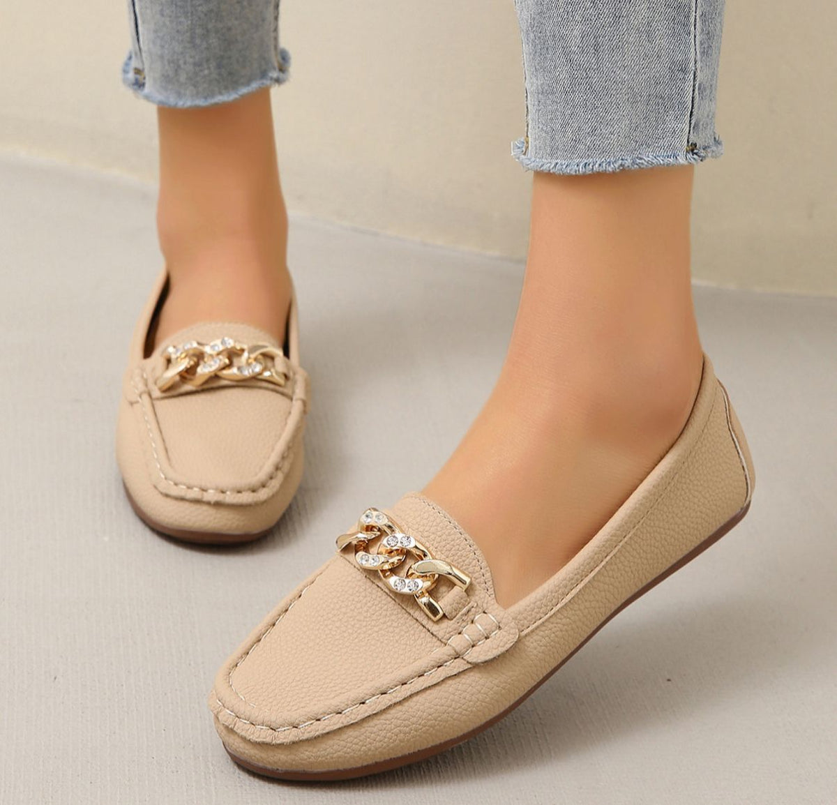 Eden | Mocasines Planos con Hebilla de Brillantes