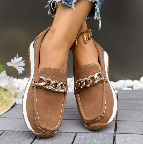 Elle | Mocasines Ortopédicos con Hebilla de Brillantes