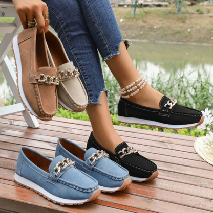 Elle | Mocasines Ortopédicos con Hebilla de Brillantes