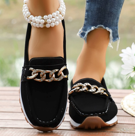 Elle | Mocasines Ortopédicos con Hebilla de Brillantes