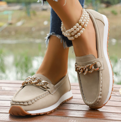 Elle | Mocasines Ortopédicos con Hebilla de Brillantes