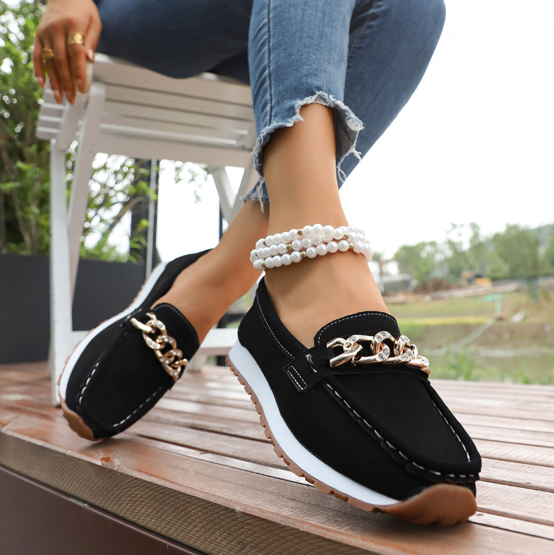 Elle | Mocasines Ortopédicos con Hebilla de Brillantes
