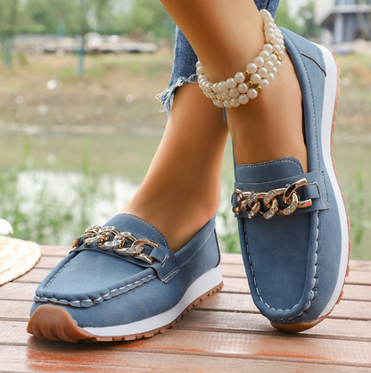 Elle | Mocasines Ortopédicos con Hebilla de Brillantes