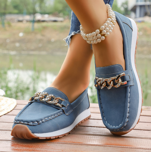 Elle | Mocasines Ortopédicos con Hebilla de Brillantes