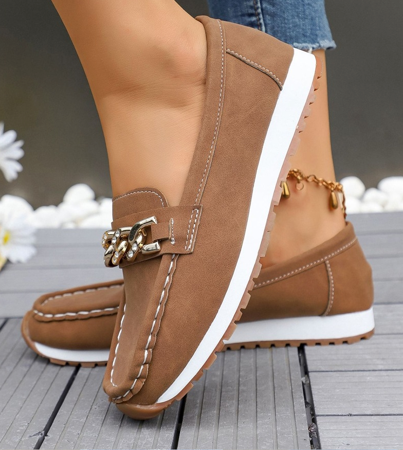 Elle | Mocasines Ortopédicos con Hebilla de Brillantes