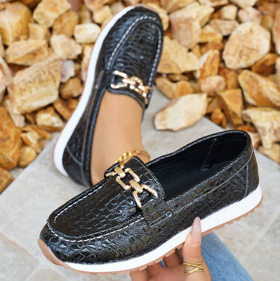 Emmy | Mocasines de Cocodrilo Negros