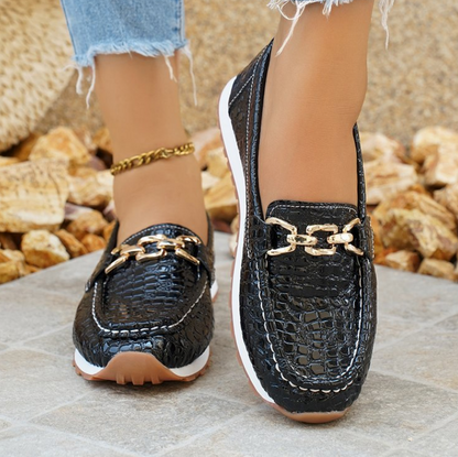 Emmy | Mocasines de Cocodrilo Negros