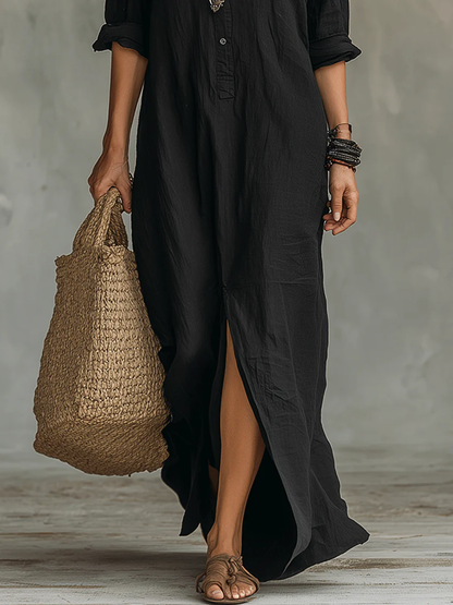 Soline | Vestido Largo Holgado con Botones