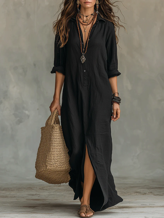 Soline | Vestido Largo Holgado con Botones