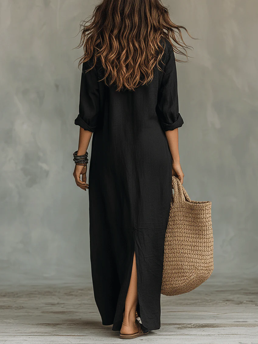 Soline | Vestido Largo Holgado con Botones