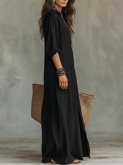 Soline | Vestido Largo Holgado con Botones