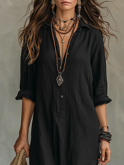 Soline | Vestido Largo Holgado con Botones