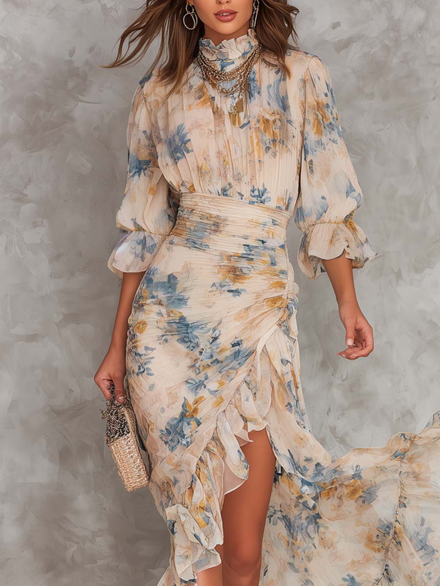 Cassia | Vestido Largo Floral con Olanes
