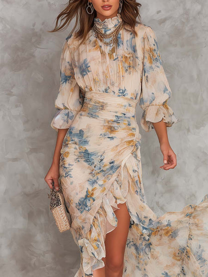 Cassia | Vestido Largo Floral con Olanes