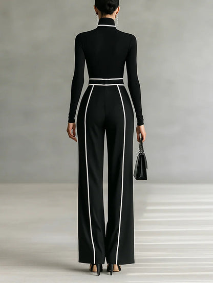 Emma | Completo Elegante con Collo Alto e Pantalone Ampio