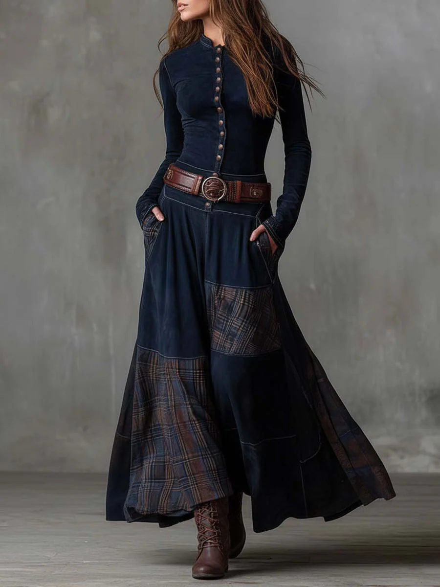 Élise | Abito Maxi Scamosciato con Cintura