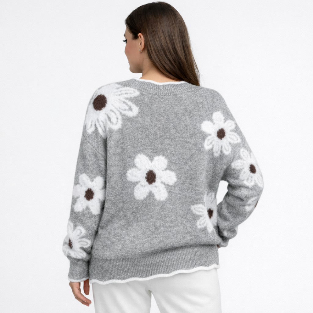 Thea | Maglione Floreale Bianco