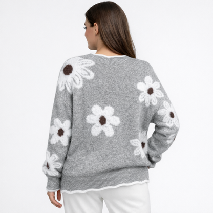 Thea | Maglione Floreale Bianco