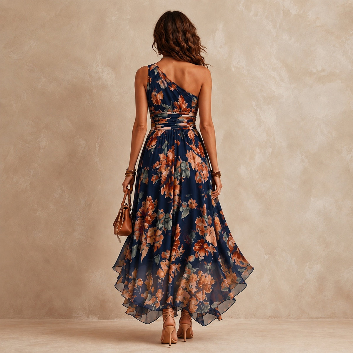Celeste | Vestido Largo Floral de Un Hombro