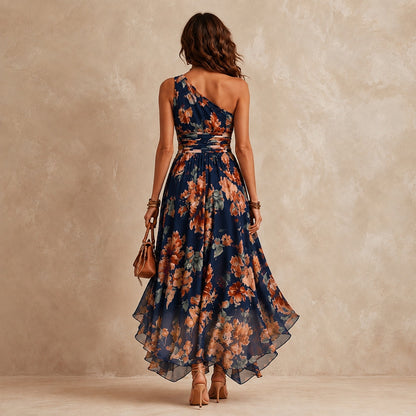 Celeste | Vestido Largo Floral de Un Hombro