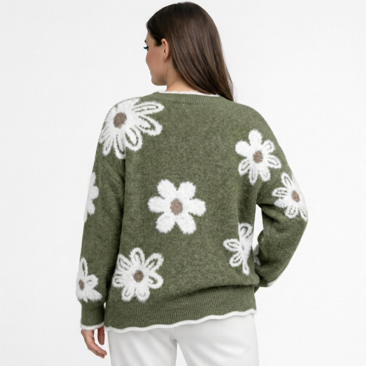Thea | Maglione Floreale Bianco