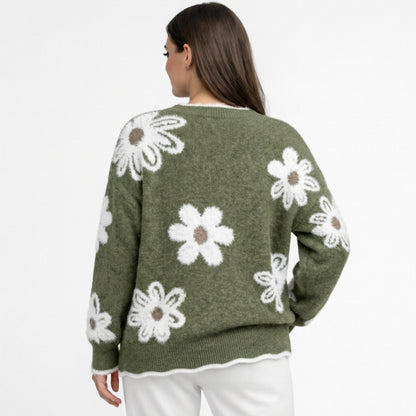 Thea | Maglione Floreale Bianco
