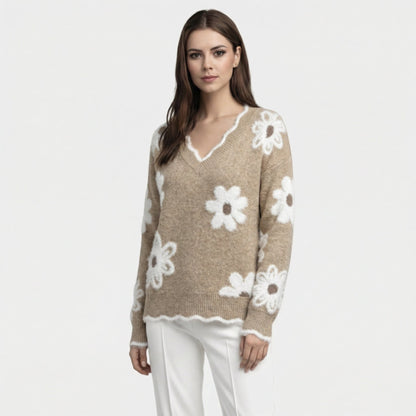 Thea | Maglione Floreale Bianco