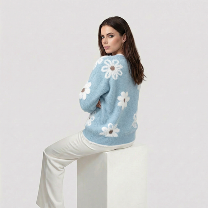 Thea | Maglione Floreale Bianco