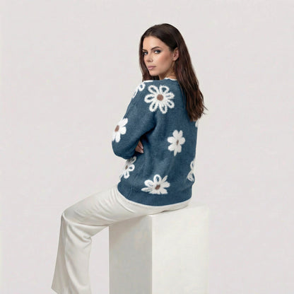 Thea | Maglione Floreale Bianco