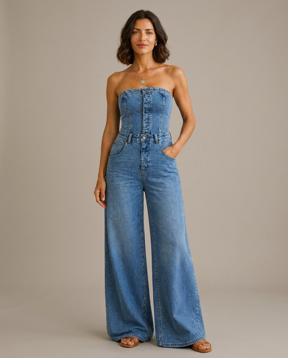Enterizo Azul Sculpt Strapless