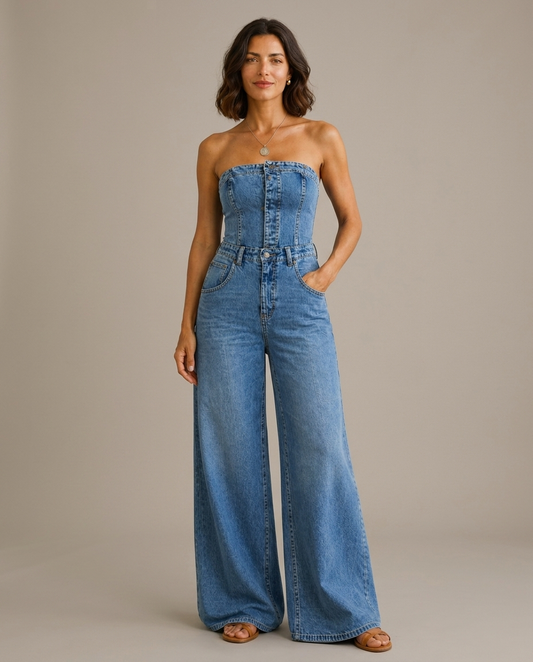 Enterizo Azul Sculpt Strapless