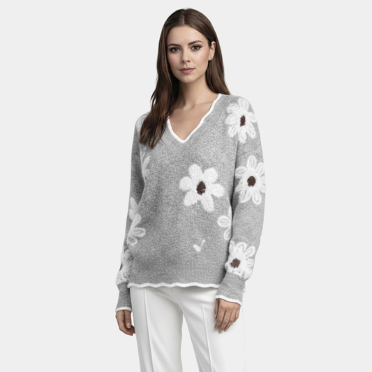 Thea | Maglione Floreale Bianco