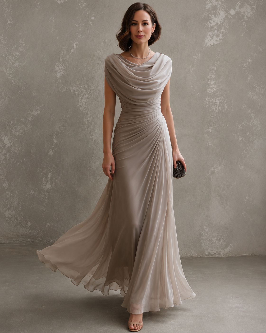 Jilliann | Vestido Largo Drapeado sin Mangas