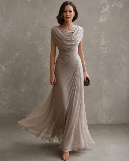 Jilliann | Vestido Largo Drapeado sin Mangas