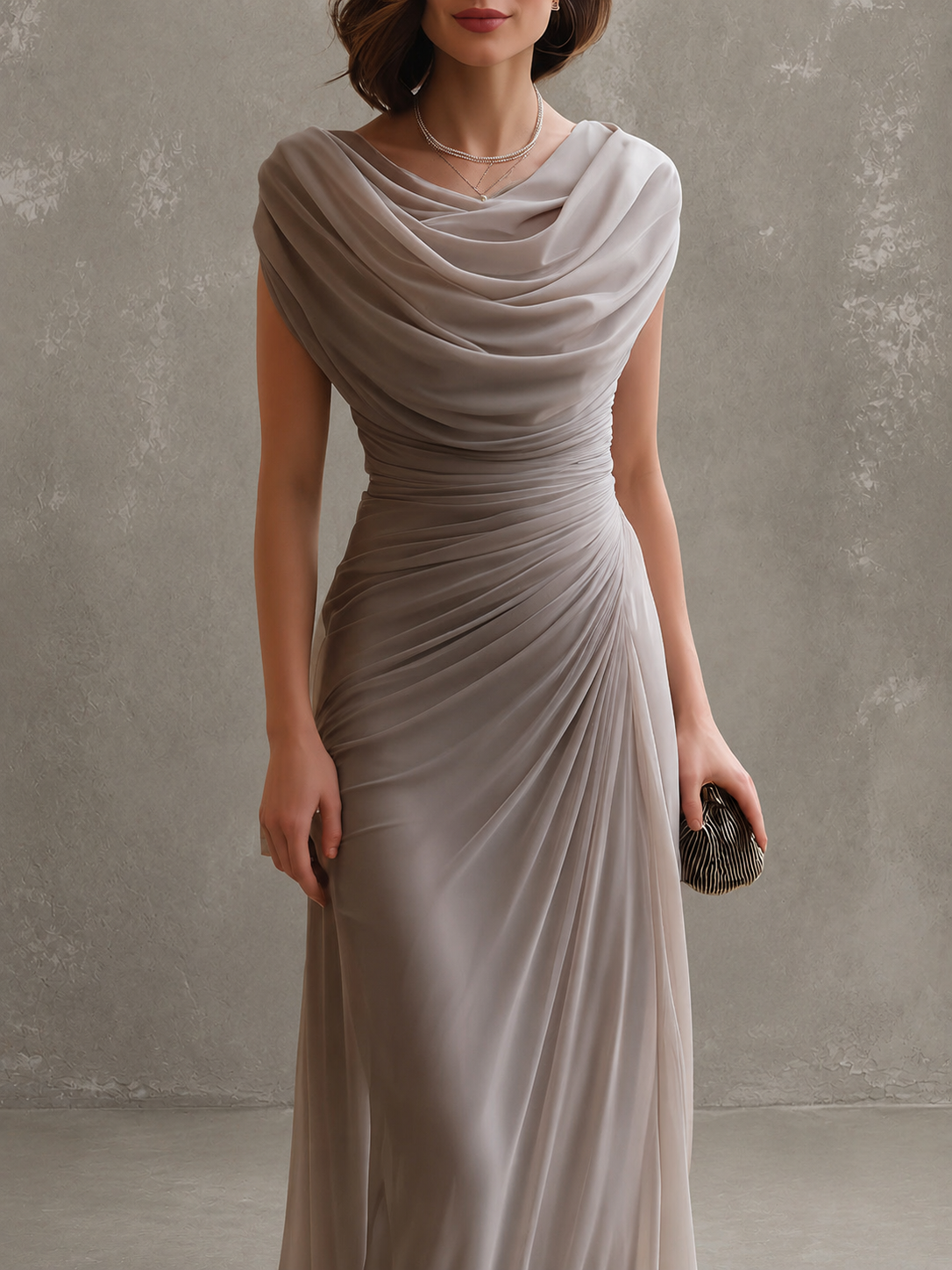 Jilliann | Vestido Largo Drapeado sin Mangas