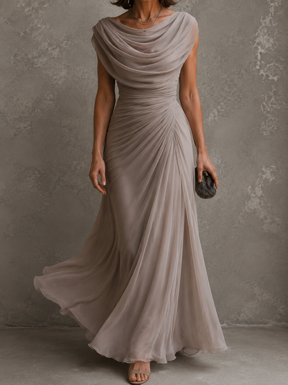 Jilliann | Vestido Largo Drapeado sin Mangas